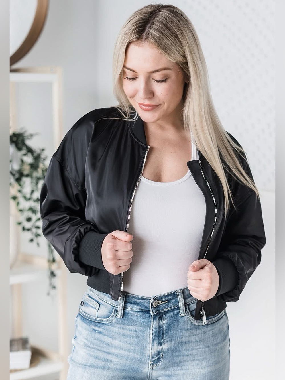 Rebel Bomber Jacket (NWOT) Black, Size Small
